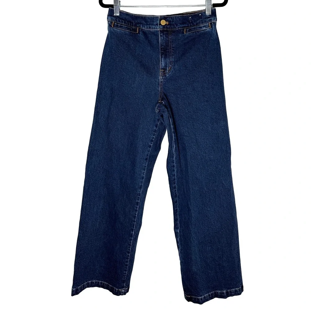 Madewell Women's Emmett Wide Leg Jeans Front Well Pockets High Rise Seam Leg 26 - Picture 6 of 14